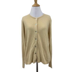 Basic Necessities Button Up Cardigan Womens M Medium Beige Acrylic Time Capsule